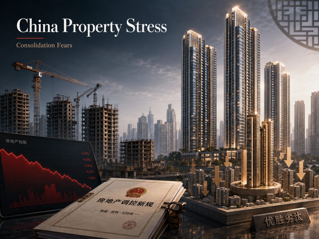Global Market: Chinese property stocks slide as new rules raise consolidation fears