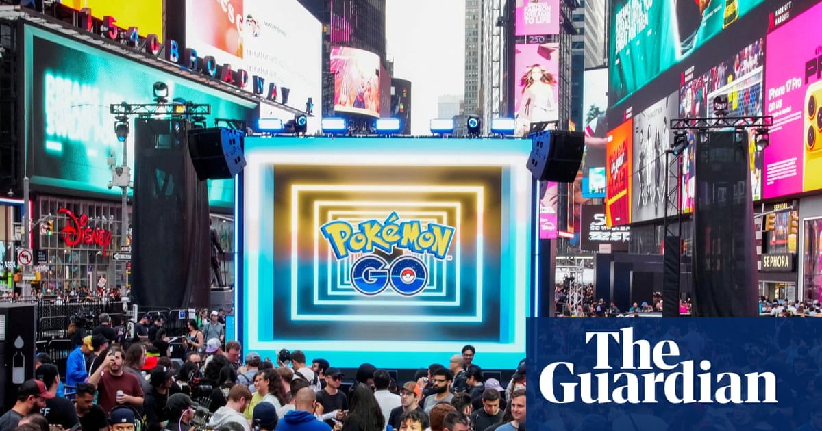 Pokémon Go fans gather in Times Square to celebrate 10 years of game – video