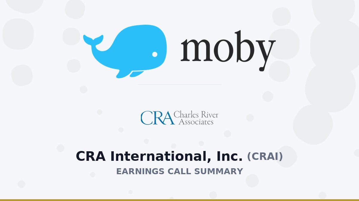 CRA International, Inc. Q2 2026 Earnings Call Summary
