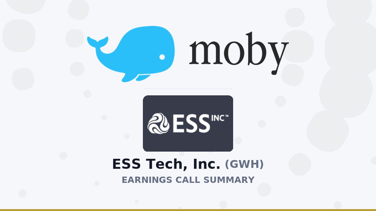 ESS Tech, Inc. Q2 2026 Earnings Call Summary