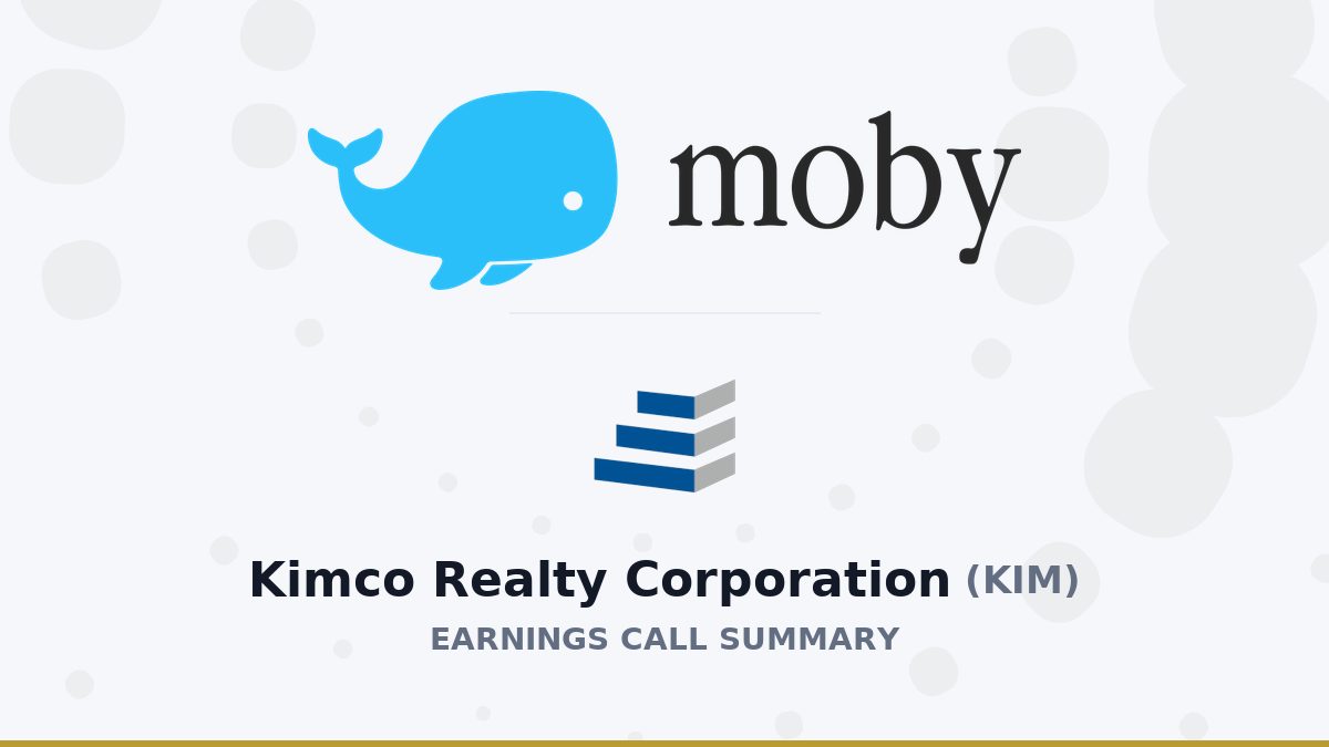 Kimco Realty Corporation Q2 2026 Earnings Call Summary