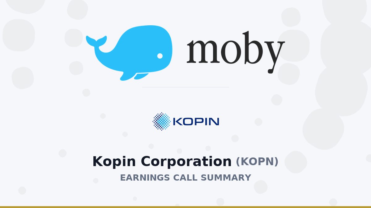 Kopin Corporation Q2 2026 Earnings Call Summary
