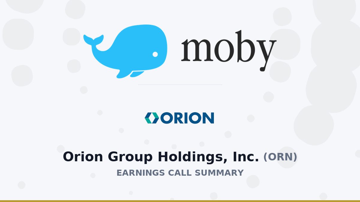Orion Group Holdings, Inc. Q2 2026 Earnings Call Summary