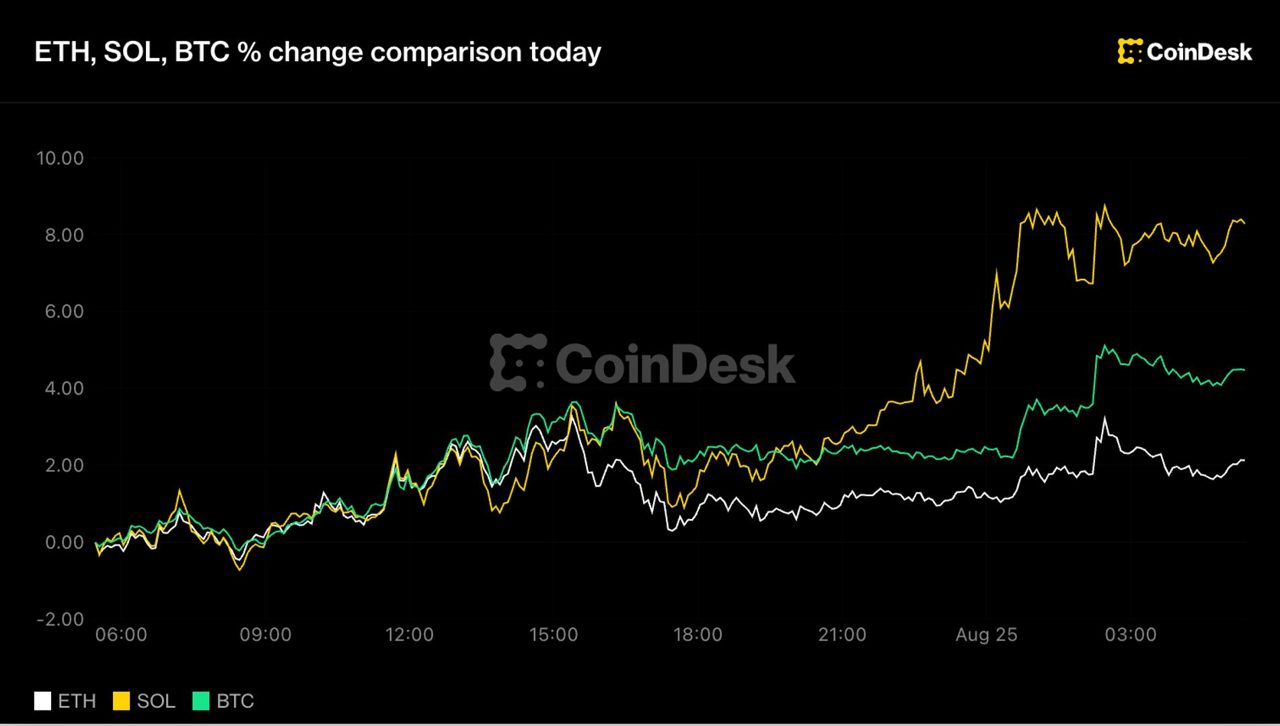 Bitcoin tops $80,000, solana jumps 8% but rally now runs into overbought warning