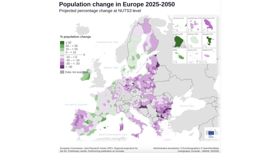 EU population to peak in 2029, squeezing labour markets and regional growth